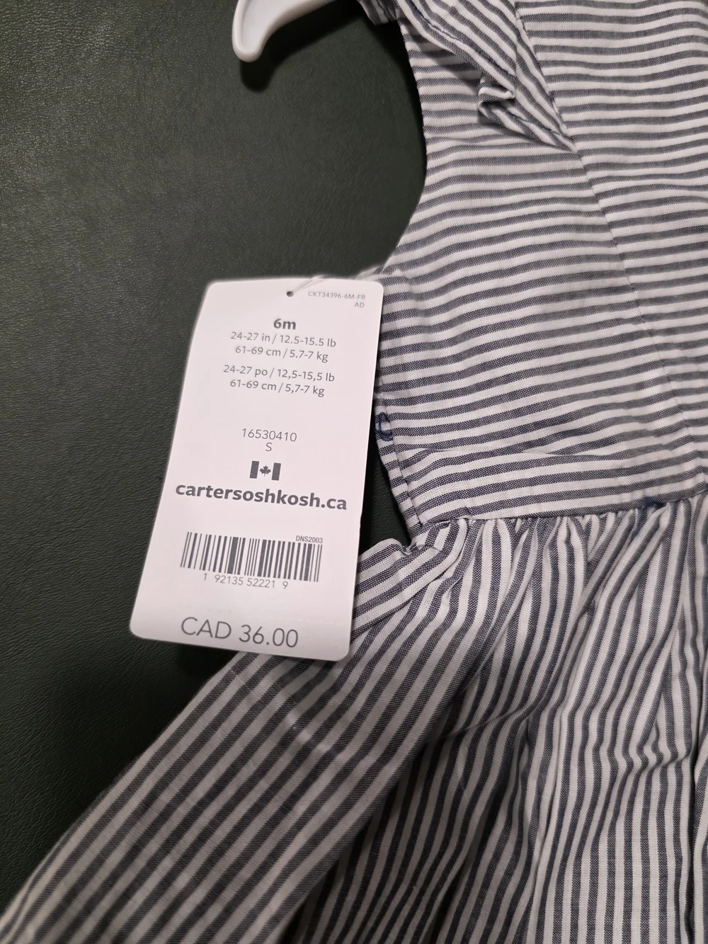 Carter's Navy and White Striped Ruffle Sundress - 6M